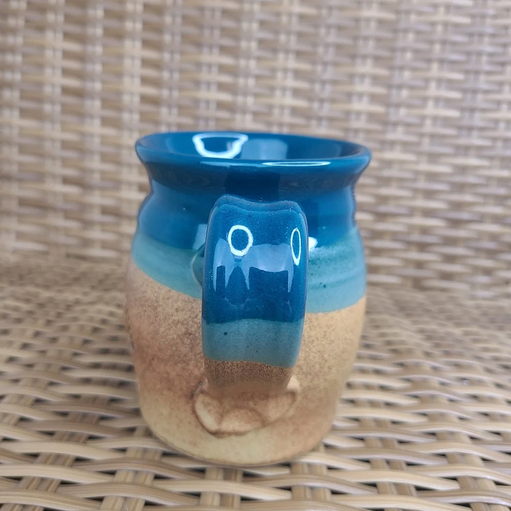 Cold Mountain Pottery Coffee Mug Clearwater Lodge Aspen Leaves Engraved Blue - Picture 7 of 13